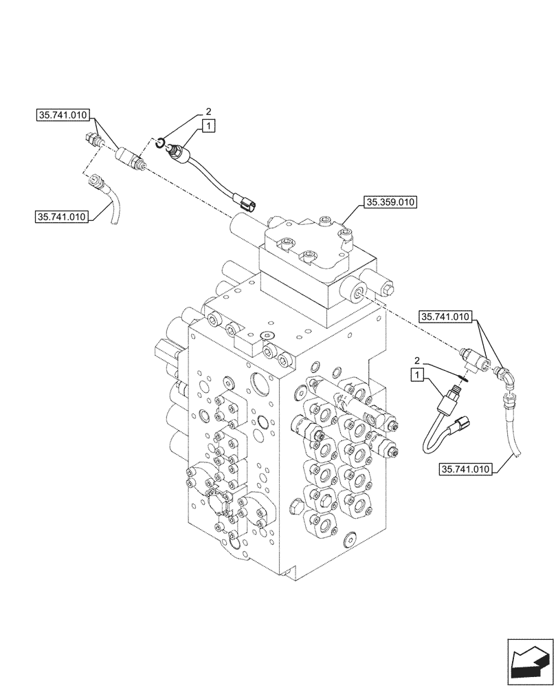 Схема запчастей Case CX245D - (55.425.020) - PRESSURE SWITCH, BLADE (55) - ELECTRICAL SYSTEMS