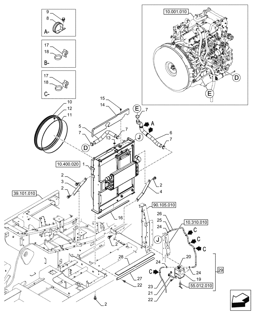 Схема запчастей Case CX290D LC SL - (10.400.010) - RADIATOR (10) - ENGINE