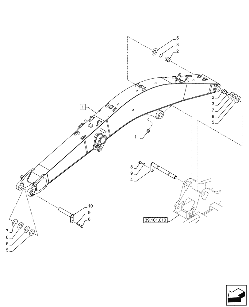 Схема запчастей Case CX290D LC MH - (84.910.010) - VAR - 461031 - BOOM (L=7.1M) (84) - BOOMS, DIPPERS & BUCKETS