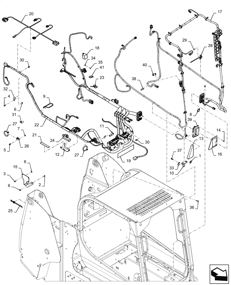 Схема запчастей Case SR175 - (55.101.AC[02]) - WIRE HARNESS & CONNECTOR, MECHANICAL CONTROLS, OPEN CAB (14-NOV-2016 & NEWER) (55) - ELECTRICAL SYSTEMS