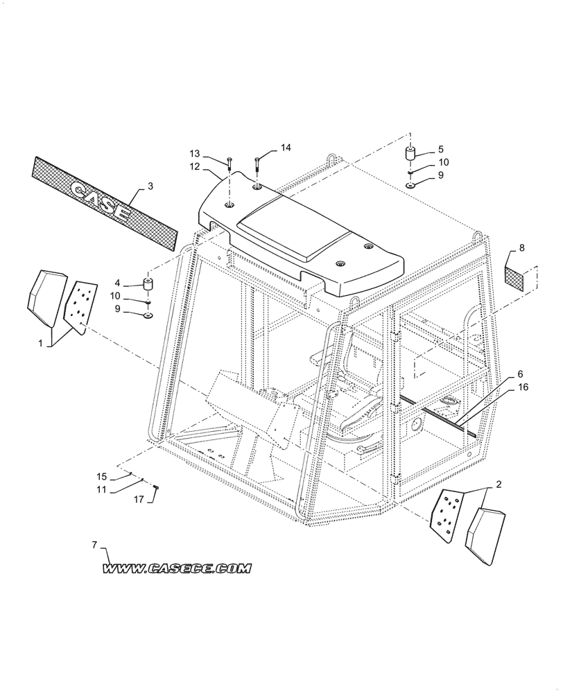 Схема запчастей Case SV208 - (09-43[01]) - TRIM, CAB (GROUP 167) (ND104884) (09) - CHASSIS/ATTACHMENTS