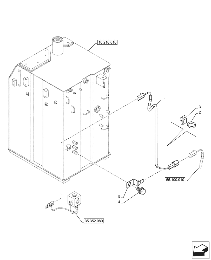 Схема запчастей Case CX290D LC SL - (55.408.020) - VAR - 461568 - LOCKOUT SOLENOID VALVE, SENSOR (55) - ELECTRICAL SYSTEMS