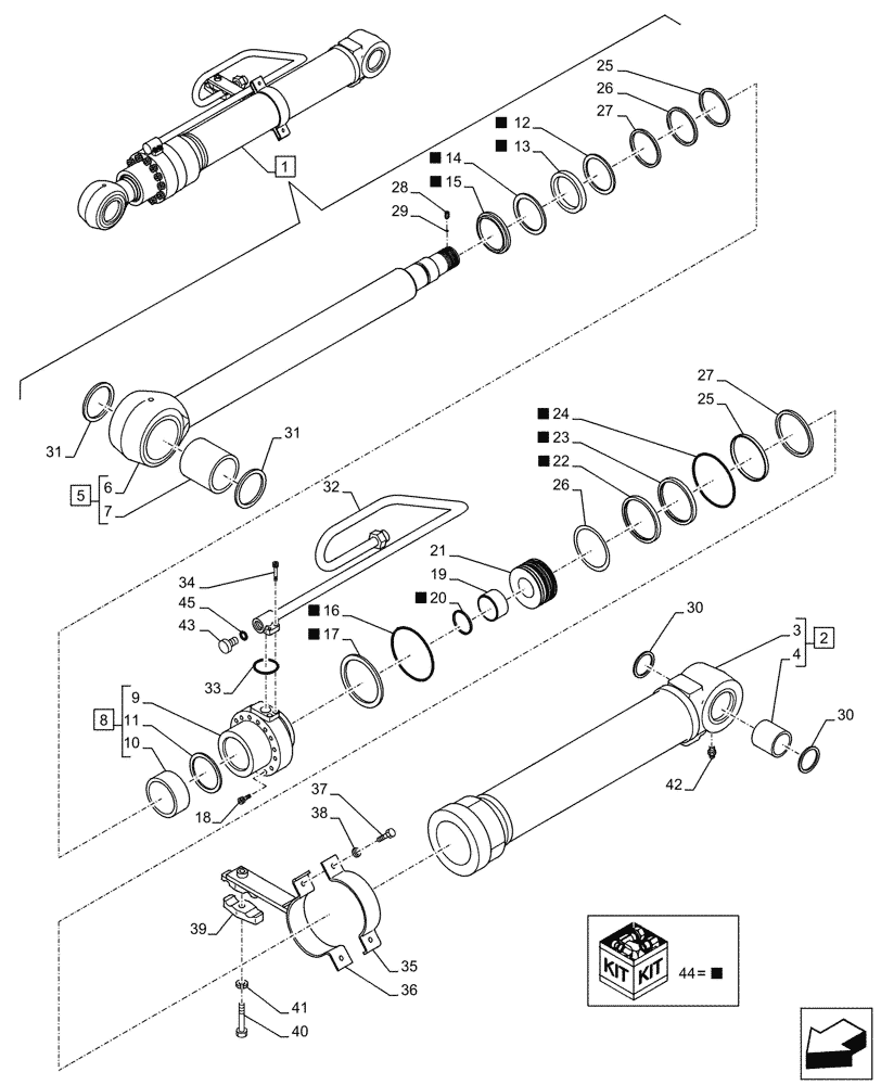 Схема запчастей Case CX290D LC MH - (35.736.050) - VAR - 481064 - LIFT CYLINDER, LEFT, SAFETY VALVE, COMPONENTS (35) - HYDRAULIC SYSTEMS