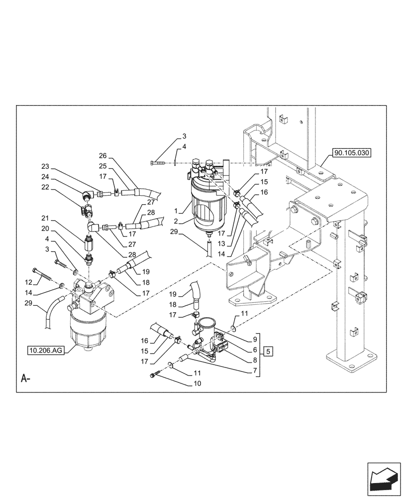 Схема запчастей Case CX290D LC MH - (10.216.030) - FUEL FILTER & FUEL TRANSFER PUMP (10) - ENGINE