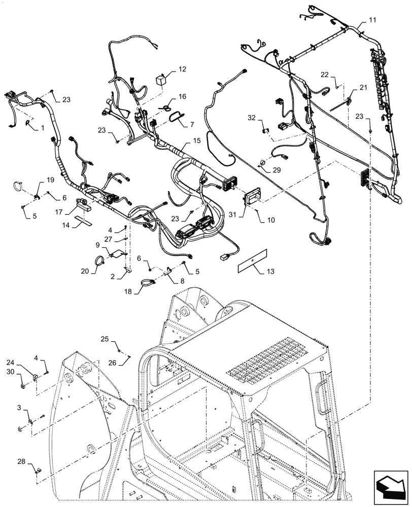 Схема запчастей Case SR130 - (55.101.AC[01]) - WIRE HARNESS & CONNECTOR, MECHANICAL CONTROLS (14-NOV-2016 & NEWER) (55) - ELECTRICAL SYSTEMS