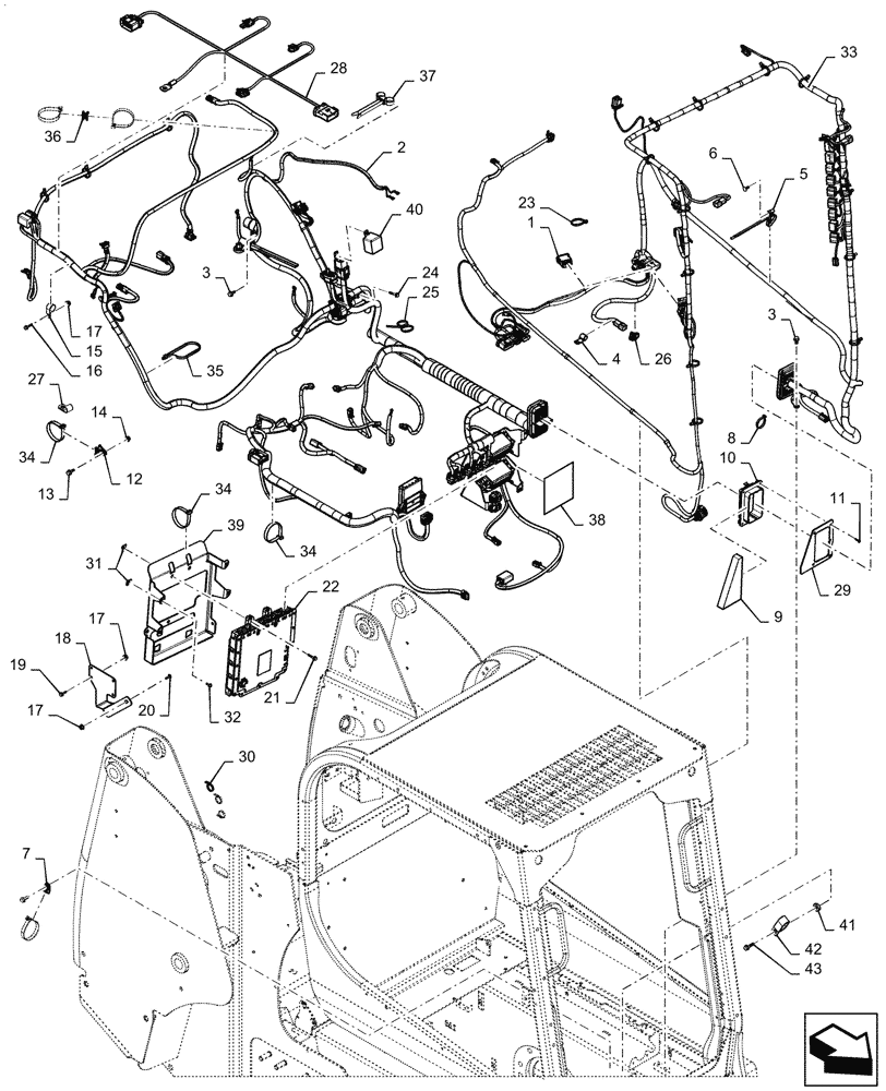 Схема запчастей Case SR175 - (55.101.AC[04]) - WIRE HARNESS & CONNECTOR, ELECTRONIC CONTROLS, OPEN CAB (14-NOV-2016 & NEWER) (55) - ELECTRICAL SYSTEMS