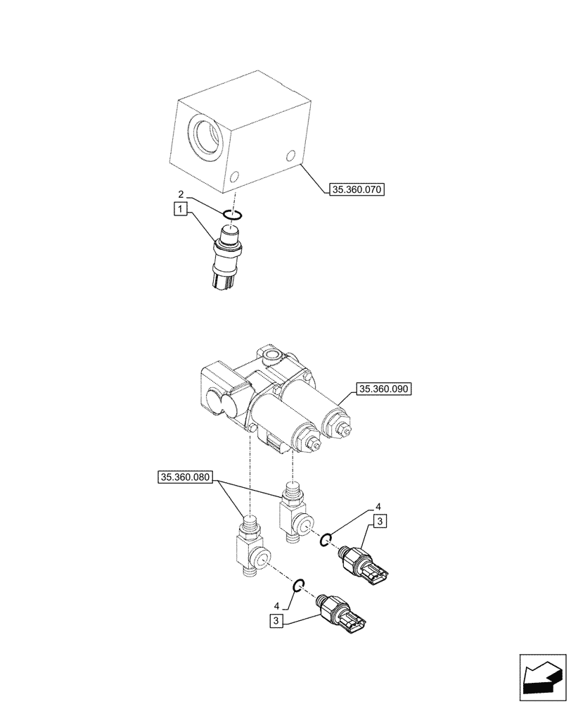 Схема запчастей Case CX290D LC MH - (55.425.020) - VAR - 461872 - PRESSURE SENSOR, HAMMER, SHEARS, HIGH FLOW, W/ ELECTRICAL PROPORTIONAL CONTROL (55) - ELECTRICAL SYSTEMS