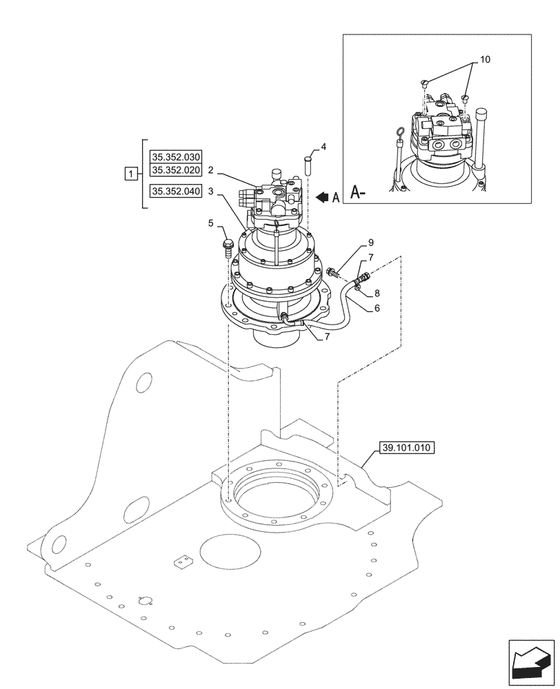 Схема запчастей Case CX290D LC SL - (35.352.010) - SWING REDUCTION UNIT (35) - HYDRAULIC SYSTEMS