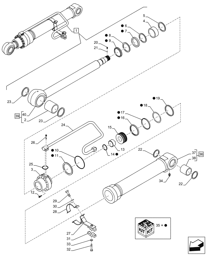 Схема запчастей Case CX290D LC MH - (35.736.060) - VAR - 481064 - LIFT CYLINDER, RIGHT, SAFETY VALVE, COMPONENTS (35) - HYDRAULIC SYSTEMS