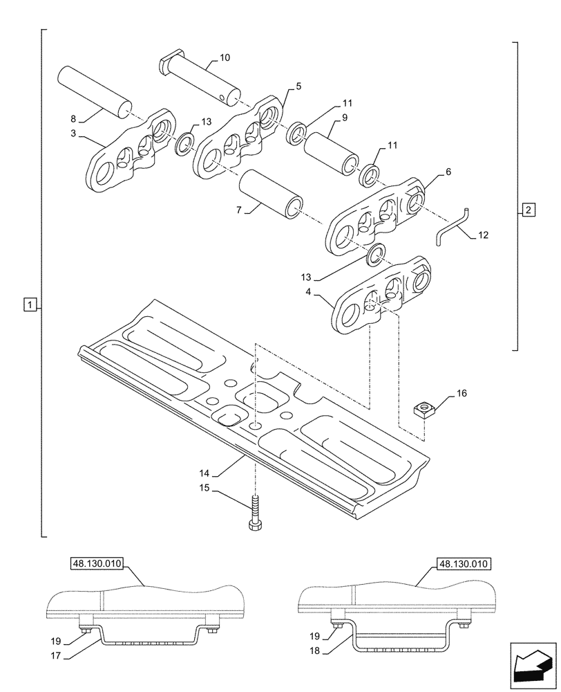 Схема запчастей Case CX290D LC SL - (48.100.030) - VAR - 956002 - TRACK CHAINS (600MM) (48) - TRACKS & TRACK SUSPENSION