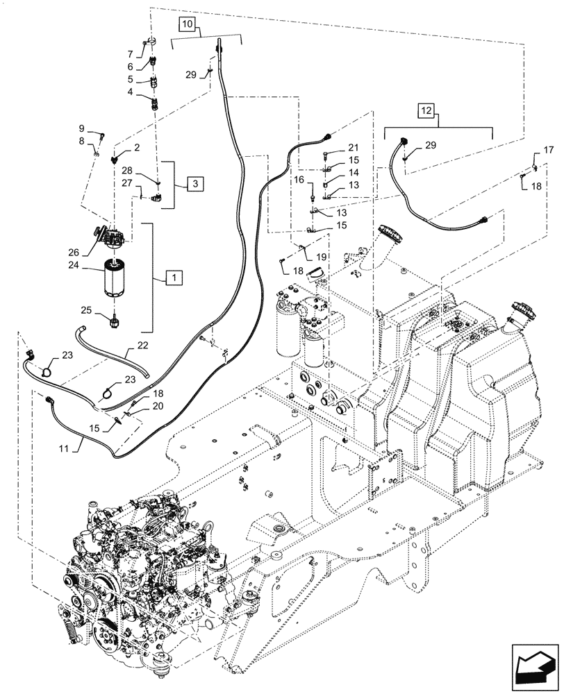 Схема запчастей Case 750M LT - (10.216.010) - FUEL LINE & INLINE FILTER (10) - ENGINE