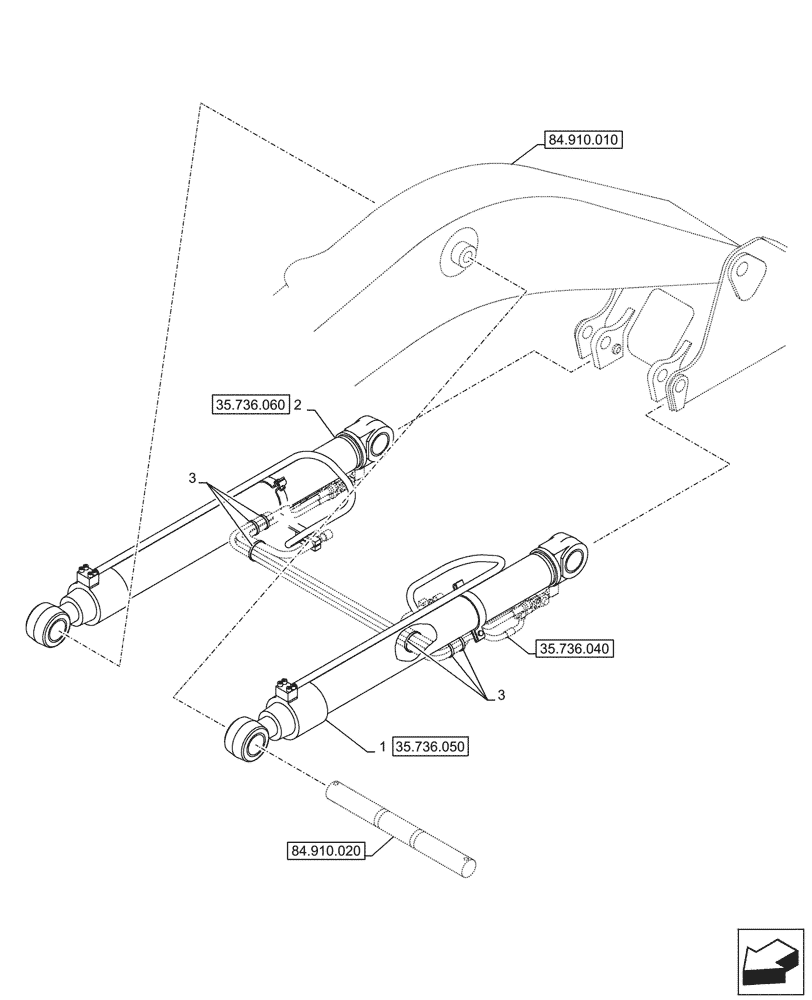 Схема запчастей Case CX290D LC MH - (35.736.030) - VAR - 481064 - LIFT CYLINDER, BOOM, SAFETY VALVE, MOUNTING (35) - HYDRAULIC SYSTEMS