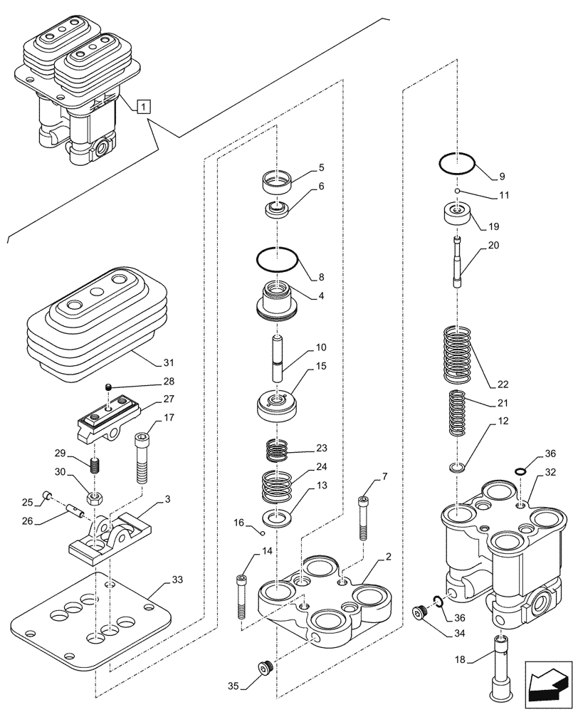 Схема запчастей Case CX290D LC SL - (35.356.050) - STD + VAR - 461872, 461863 - PEDAL, CONTROL, COMPONENTS (35) - HYDRAULIC SYSTEMS