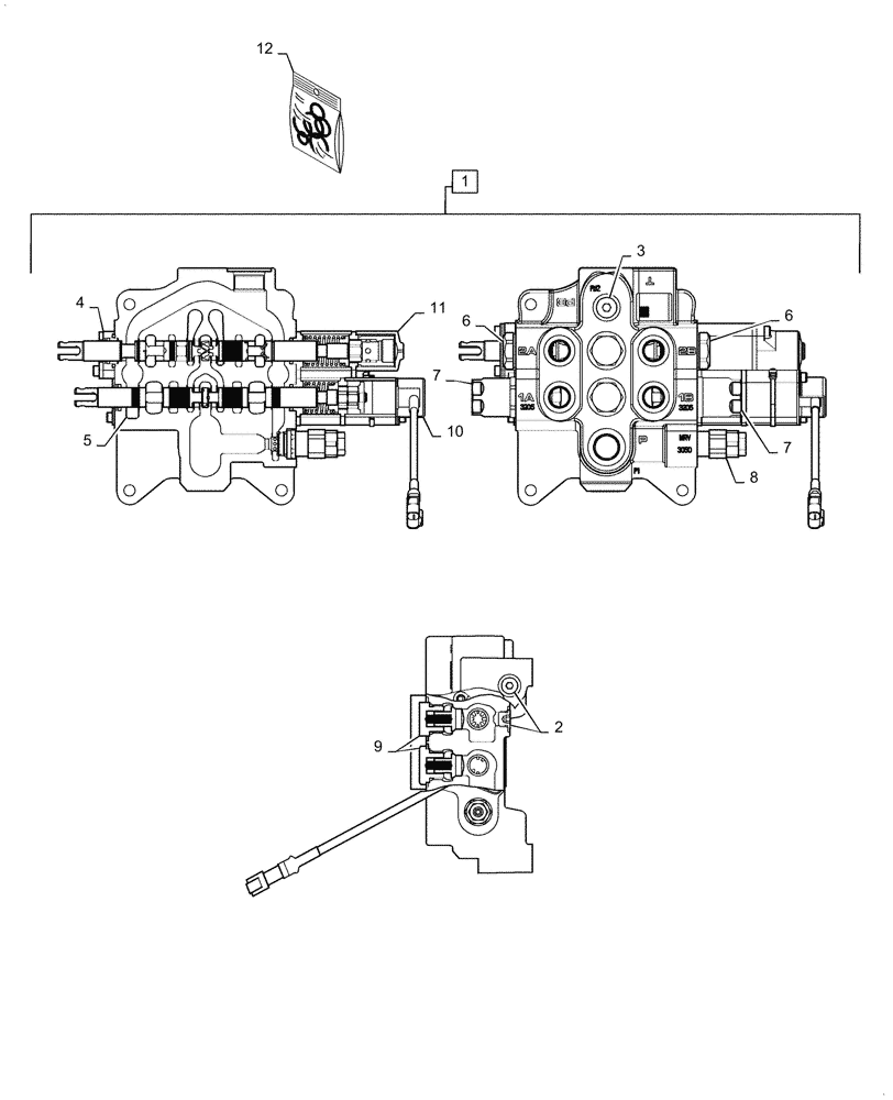 Схема запчастей Case 570N EP - (35.359.AB[09]) - LOADER CONTROL VALVE, 2 SPOOL (35) - HYDRAULIC SYSTEMS