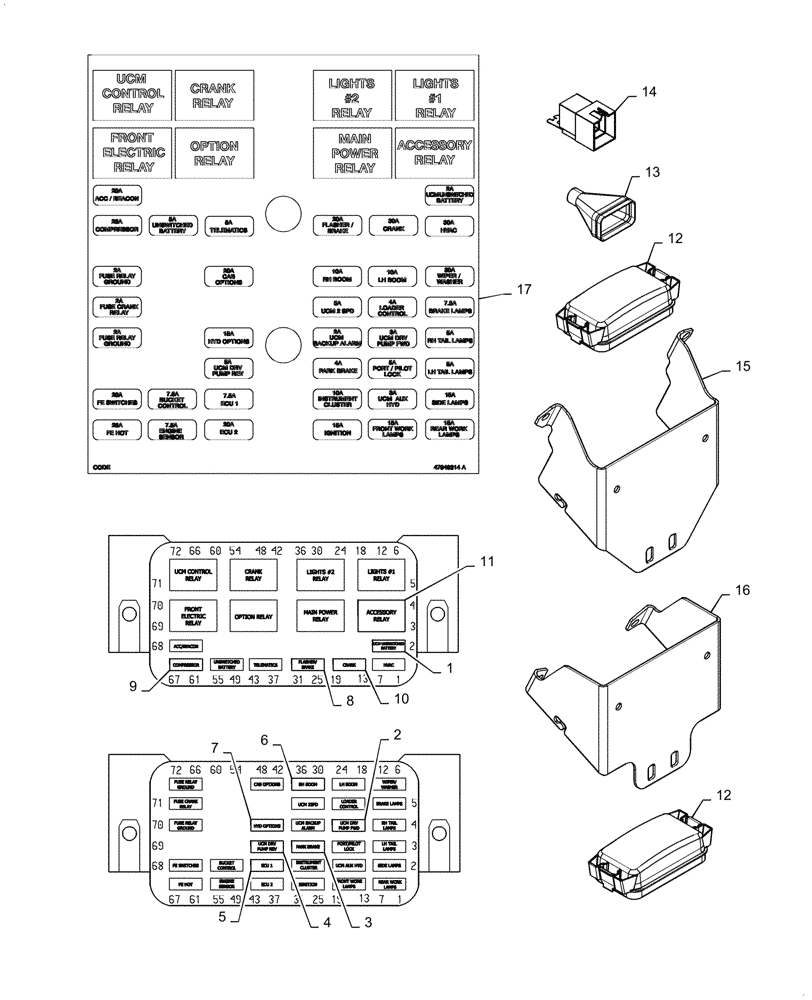 Схема запчастей Case SR210 - (55.100.DO[02]) - FUSE & RELAYS, ELECTRO-HYDRAULIC CONTROLS (14-NOV-2016 & NEWER) (55) - ELECTRICAL SYSTEMS