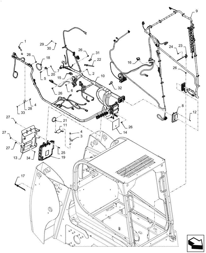 Схема запчастей Case SR130 - (55.101.AC[04]) - WIRE HARNESS & CONNECTOR, ELECTRONIC CONTROLS, OPEN CAB (25-AUG-2015 THRU 13-NOV-2016) (55) - ELECTRICAL SYSTEMS