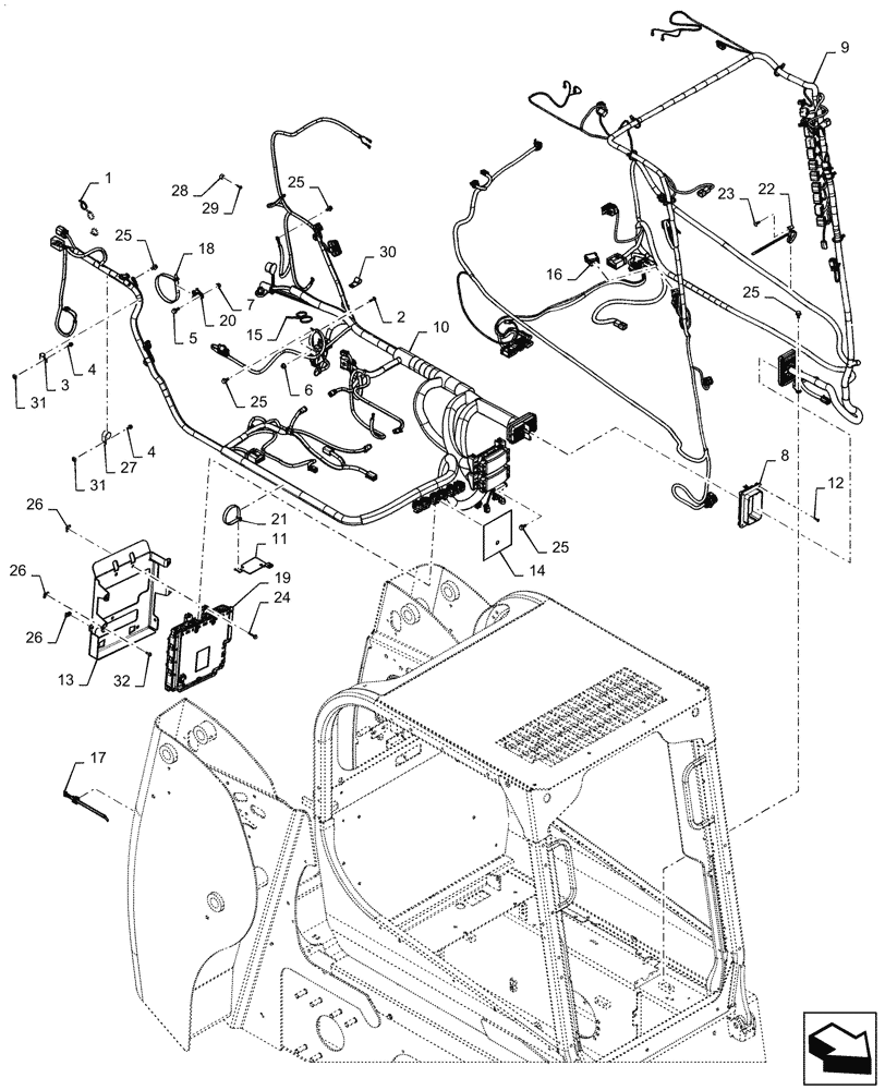 Схема запчастей Case SR130 - (55.101.AC[03]) - WIRE HARNESS & CONNECTOR, ELECTRONIC CONTROLS (25-AUG-2015 THRU 13-NOV-2016) (55) - ELECTRICAL SYSTEMS