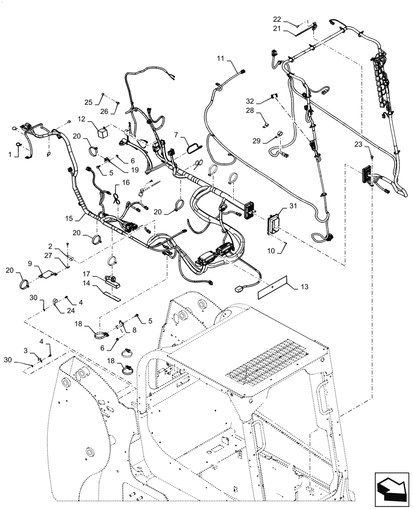 Схема запчастей Case SR130 - (55.101.AC[02]) - WIRE HARNESS & CONNECTOR, MECHANICAL CONTROLS, OPEN CAB (14-NOV-2016 & NEWER) (55) - ELECTRICAL SYSTEMS