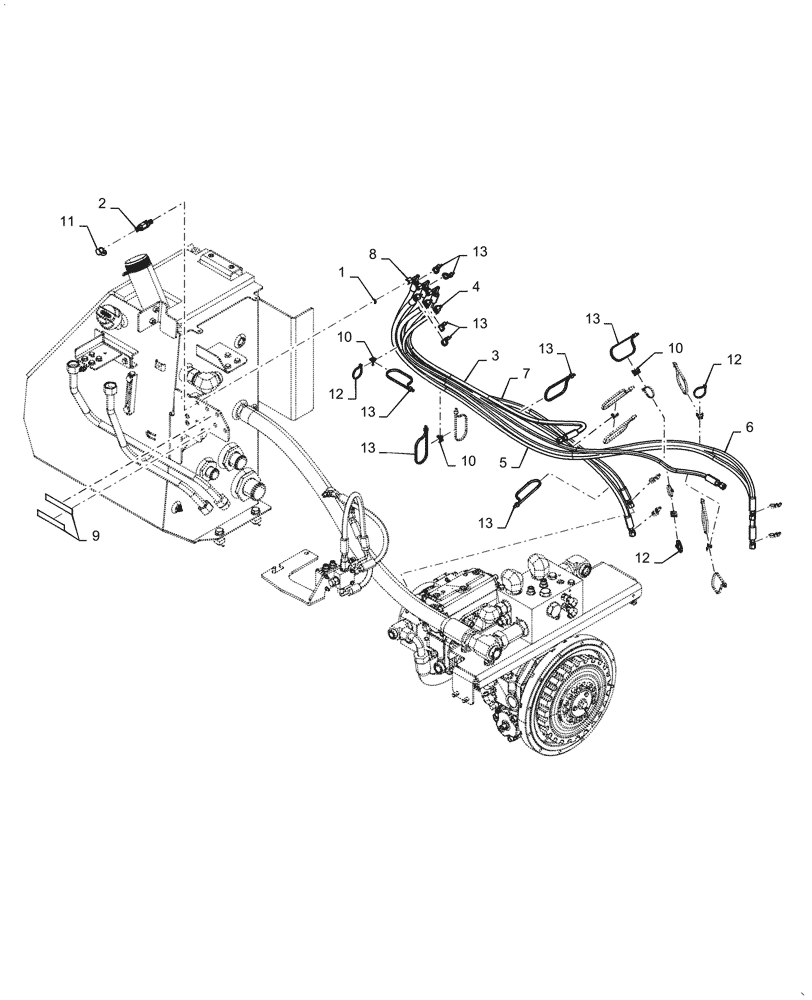 Схема запчастей Case 2050M LT PAT - (35.525.020) - HYDRAULIC HOSE, DIAGNOSTIC COUPLERS (35) - HYDRAULIC SYSTEMS