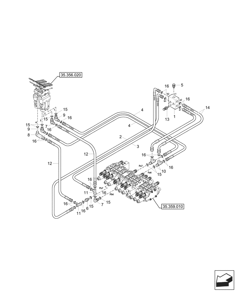 Схема запчастей Case CX33C - (35.357.050) - VAR - 747453 - PILOT CONTROLS, PILOT VALVE (35) - HYDRAULIC SYSTEMS