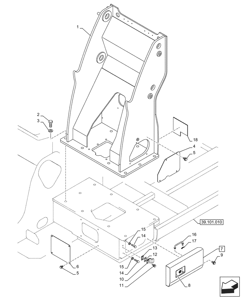 Схема запчастей Case CX290D LC SL - (39.100.010) - ELEVATOR, FRAME, BRACKET (39) - FRAMES AND BALLASTING