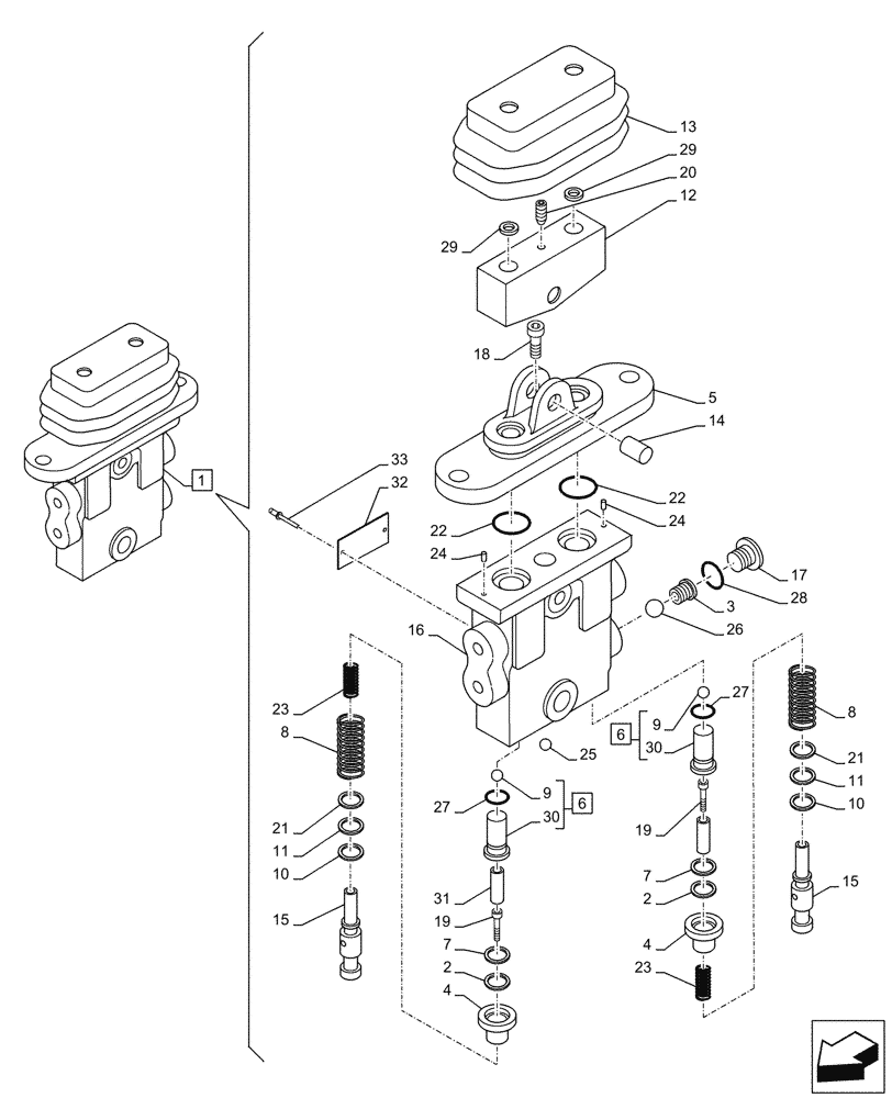 Схема запчастей Case CX290D LC MH - (35.356.020) - PEDAL, REMOTE CONTROL VALVE, COMPONENTS (35) - HYDRAULIC SYSTEMS