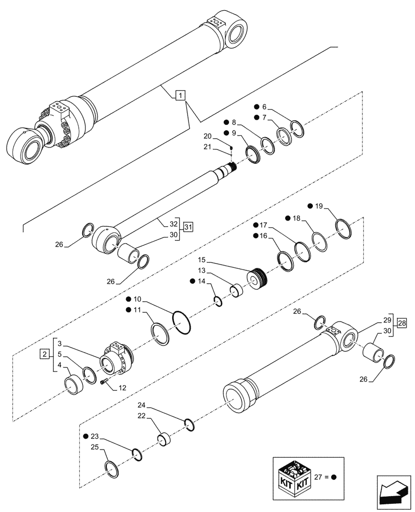 Схема запчастей Case CX290D LC MH - (35.737.050) - VAR - 781930 - ARM, CYLINDER, COMPONENTS (35) - HYDRAULIC SYSTEMS