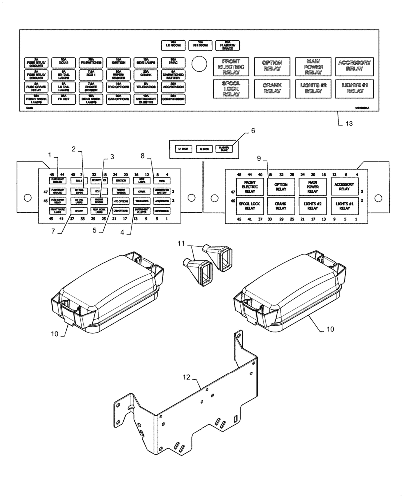 Схема запчастей Case SR210 - (55.100.DO[01]) - FUSE & RELAYS, MECHANICAL CONTROLS (14-NOV-2016 & NEWER) (55) - ELECTRICAL SYSTEMS