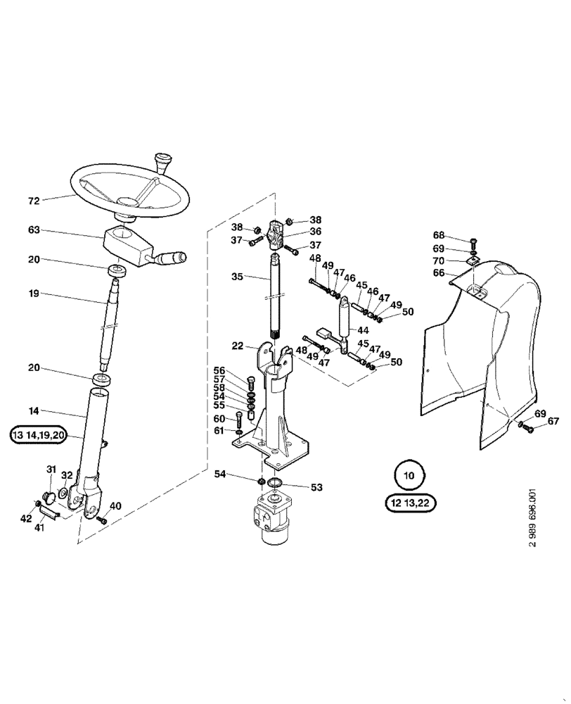 Схема запчастей Case 221D - (34.130[2990793001]) - STEERING COLUMN INSTALLATION (90) - PLATFORM, CAB, BODYWORK AND DECALS