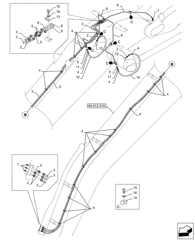 Схема запчастей Case CX290D LC SL - (71.460.020) - ARM, LUBRICATION LINE (71) - LUBRICATION SYSTEM