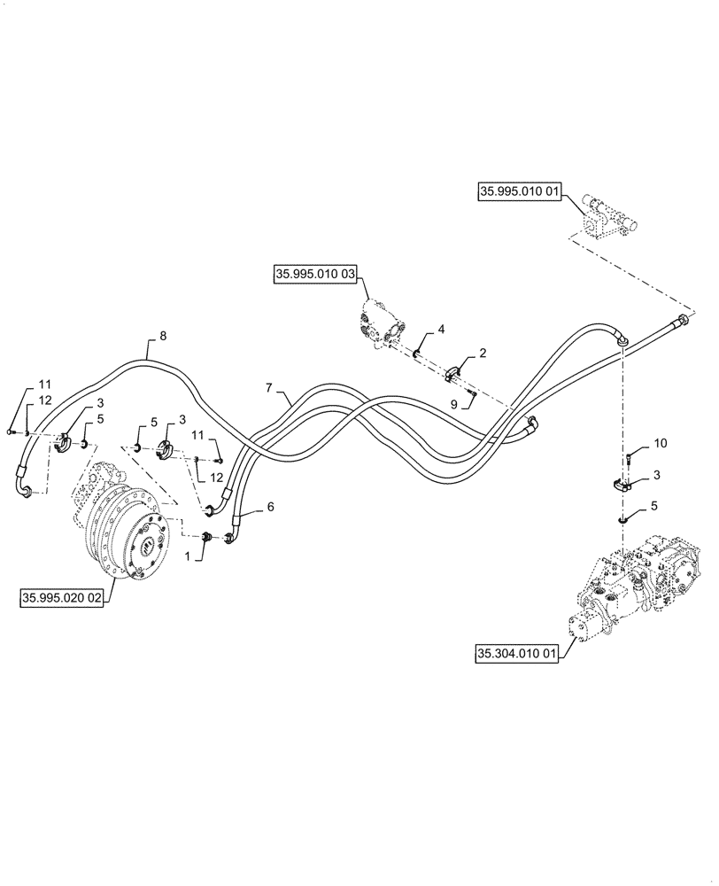 Схема запчастей Case SV208D - (35.995.030[02]) - HYD. LINE, DRUM, DRIVE - HIGH TRACTION (35) - HYDRAULIC SYSTEMS