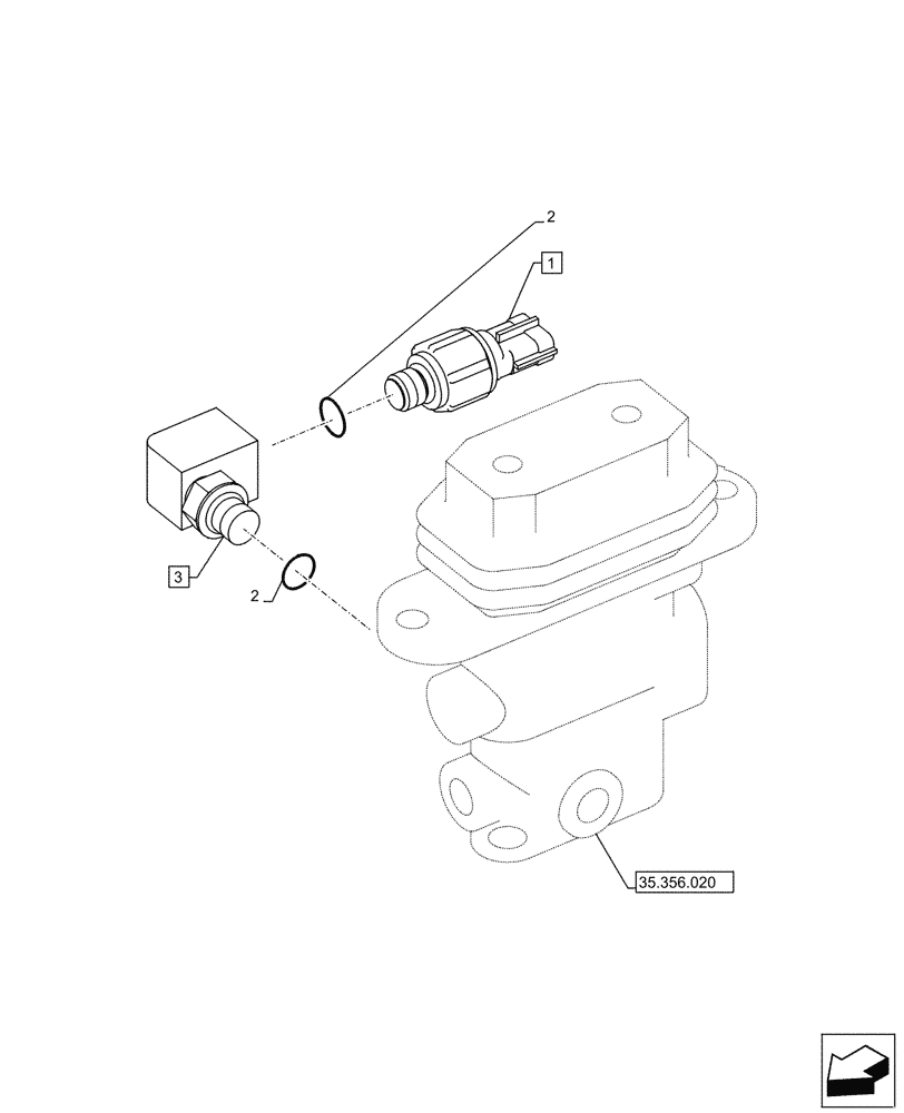 Схема запчастей Case CX290D LC SL - (55.512.040) - FOOT CONTROL VALVE, SENSOR (55) - ELECTRICAL SYSTEMS