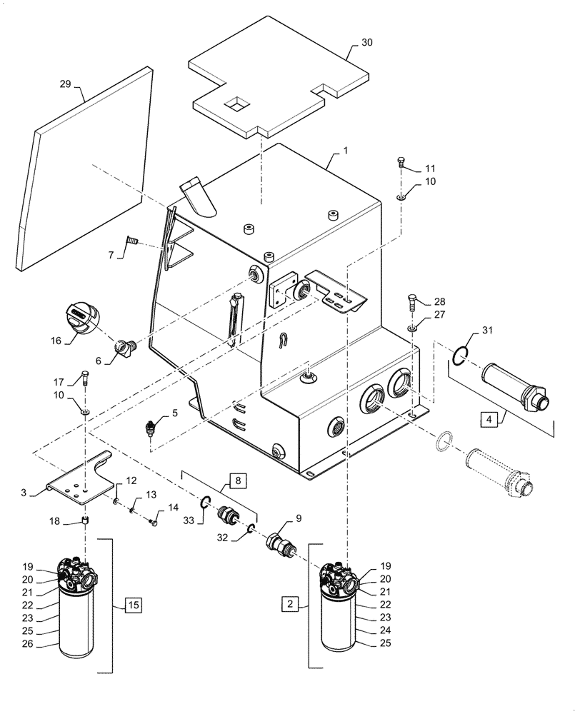 Схема запчастей Case 750M WT - (35.300.010) - HYDRAULIC FLUID RESERVOIR (35) - HYDRAULIC SYSTEMS