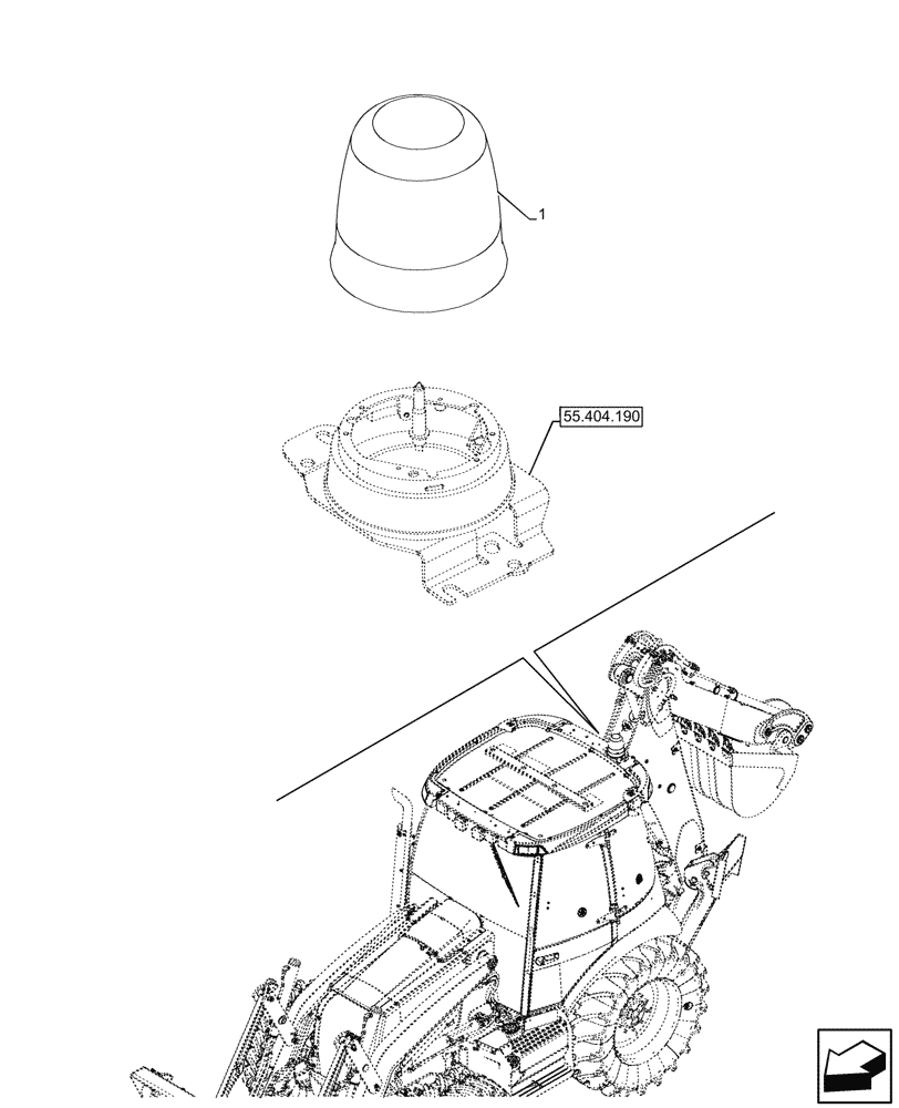 Схема запчастей Case 590SN - (88.100.55[04]) - DIA KIT, BEACON, LAMP, LENS (88) - ACCESSORIES