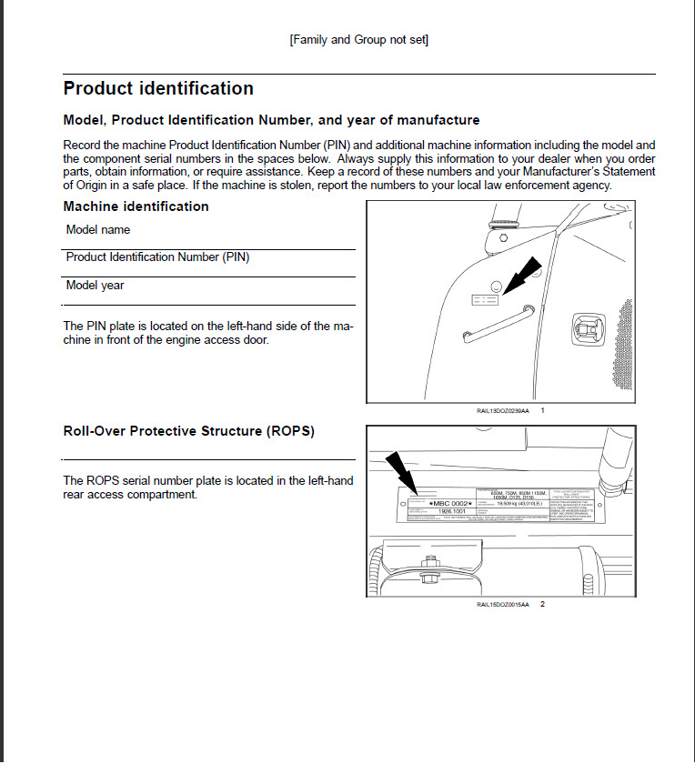 Схема запчастей Case 750M LT - (00.100.03[01]) - LOCATION OF SERIAL AND PRODUCT IDENTIFICATION NUMBERS (00) - GENERAL & PICTORIAL INDEX