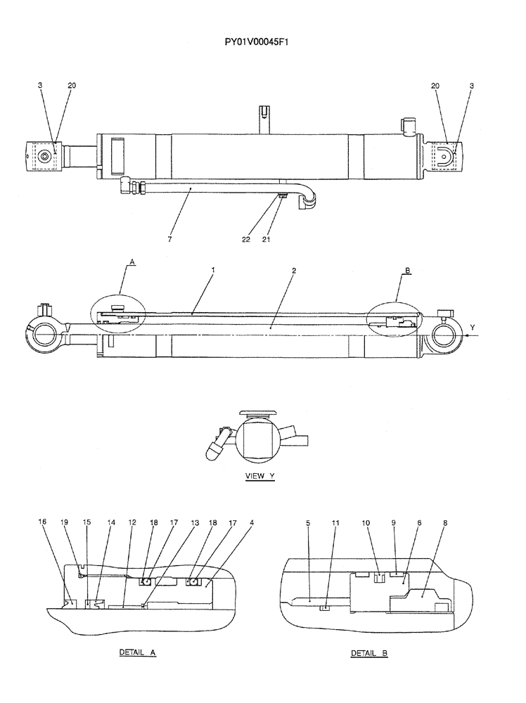 Схема запчастей Case CX50B - (07-034) - CYLINDER ASSY, BOOM (CAB) (PY01V00045F1) ELECTRICAL AND HYDRAULIC COMPONENTS