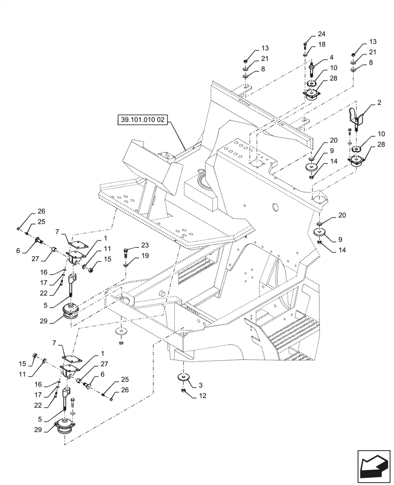 Схема запчастей Case SV208D - (39.101.010[01]) - PLATFORM, MOUNTING (39) - FRAMES AND BALLASTING