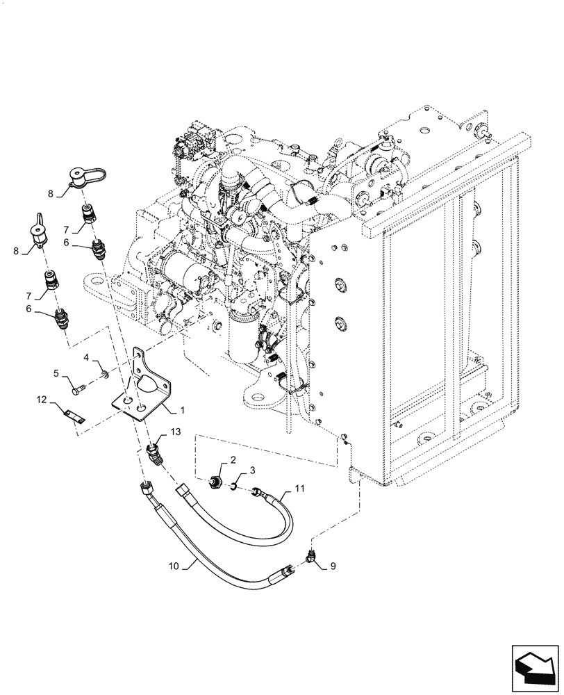 Схема запчастей Case 850M WT - (10.400.060) - VAR - 784729 - DRAIN, ENGINE OIL (10) - ENGINE