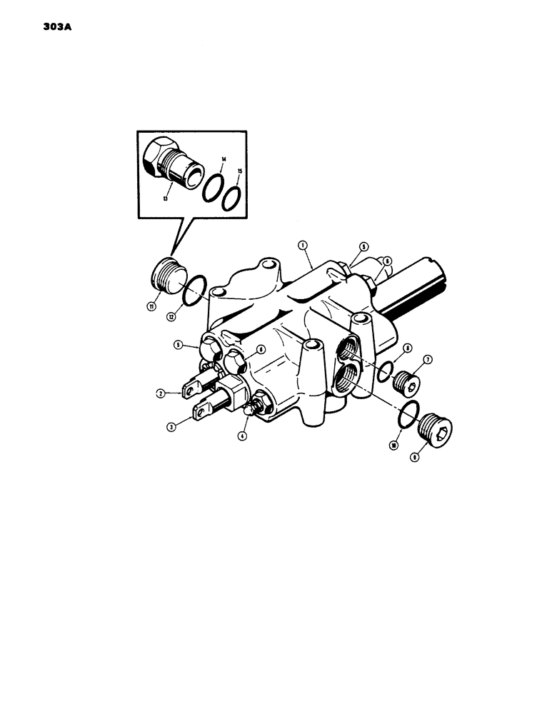 Схема запчастей Case 450 - (303A) - R30043 ANGLE DOZER OR DRAWBAR CONTROL VALVE (2 SPOOL) (07) - HYDRAULIC SYSTEM