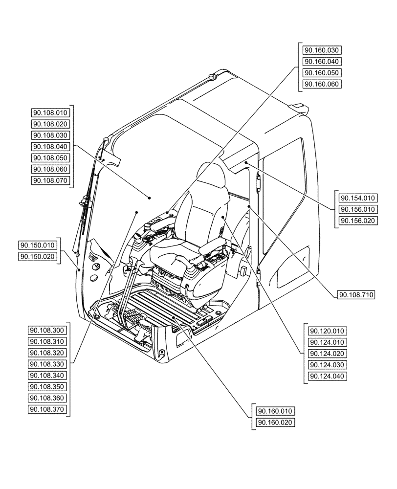 Схема запчастей Case CX750D RTC - (00.000.090[02]) - PICTORIAL INDEX - PLATFORM, CAB, BODYWORK AND DECALS (00) - GENERAL & PICTORIAL INDEX