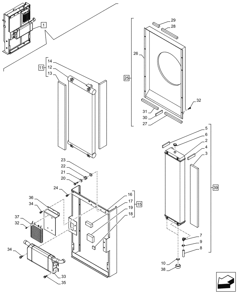 Схема запчастей Case CX290D LC SL - (10.400.020) - RADIATOR, COMPONENTS (10) - ENGINE