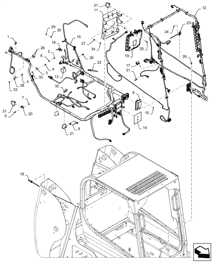 Схема запчастей Case SR130 - (55.101.AC[04]) - WIRE HARNESS & CONNECTOR, ELECTRONIC CONTROLS, OPEN CAB (14-NOV-2016 & NEWER) (55) - ELECTRICAL SYSTEMS