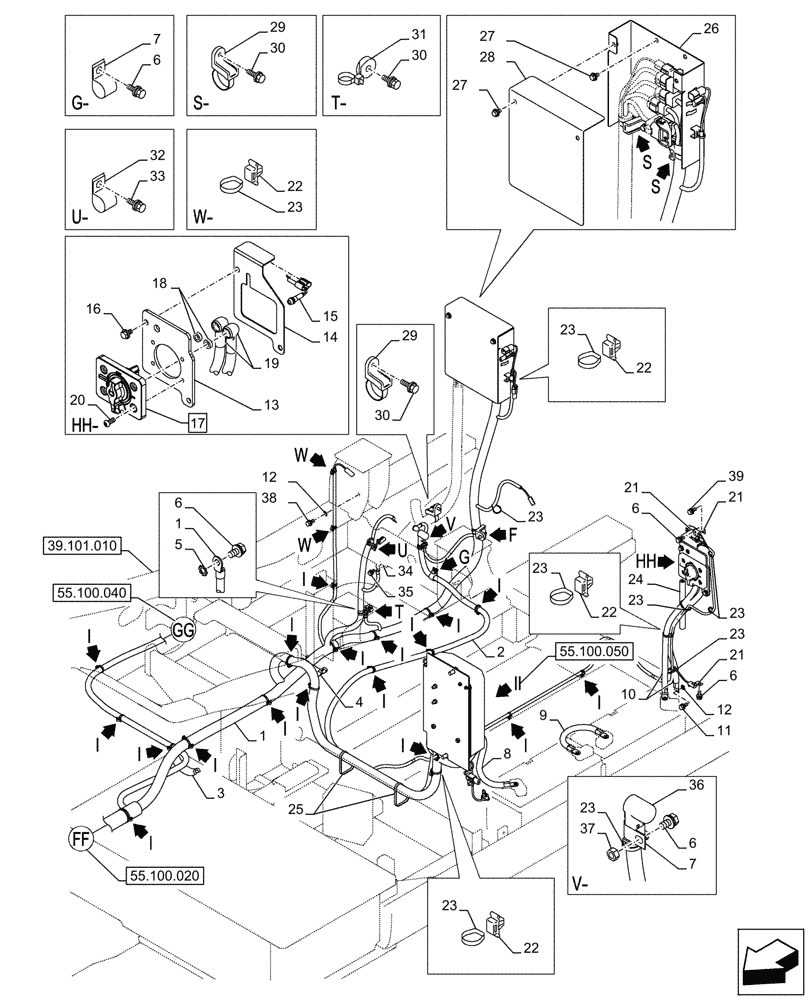 Схема запчастей Case CX290D LC SL - (55.100.030) - MAIN, WIRE HARNESS (55) - ELECTRICAL SYSTEMS