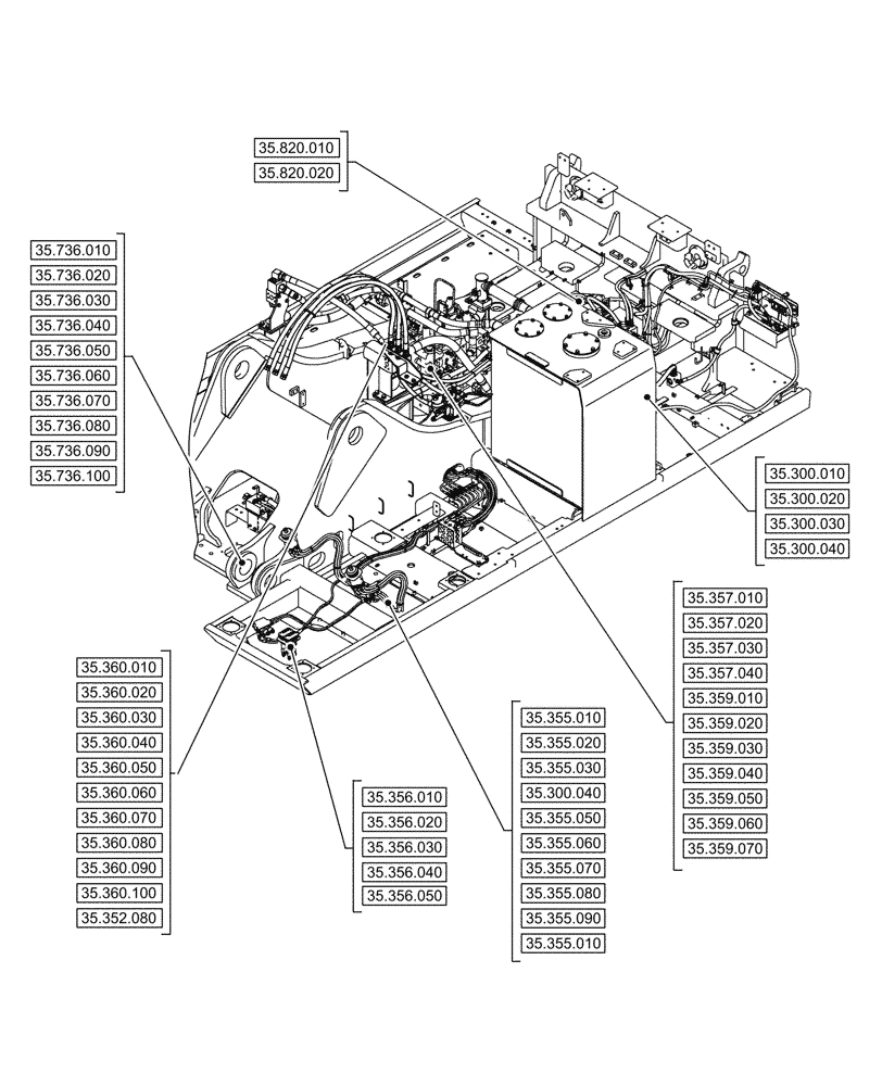 Схема запчастей Case CX750D RTC - (35.000.000[01]) - SECTION INDEX - HYDRAULIC SYSTEMS (35) - HYDRAULIC SYSTEMS