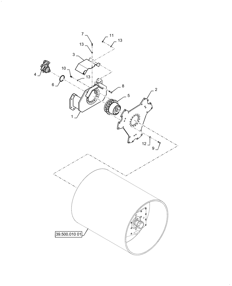 Схема запчастей Case SV208D - (35.995.020[03]) - DRUM, DRIVE - HEAVY DUTY (39) - FRAMES AND BALLASTING