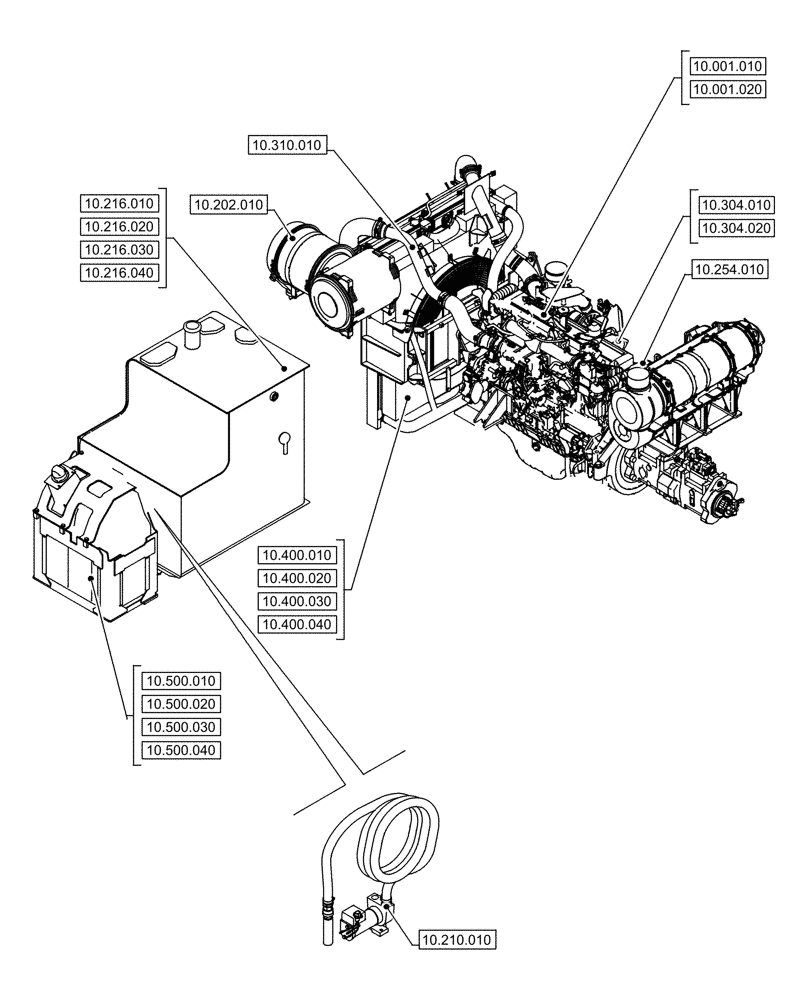 Схема запчастей Case CX750D RTC - (00.000.010) - PICTORIAL INDEX - ENGINE (00) - GENERAL & PICTORIAL INDEX