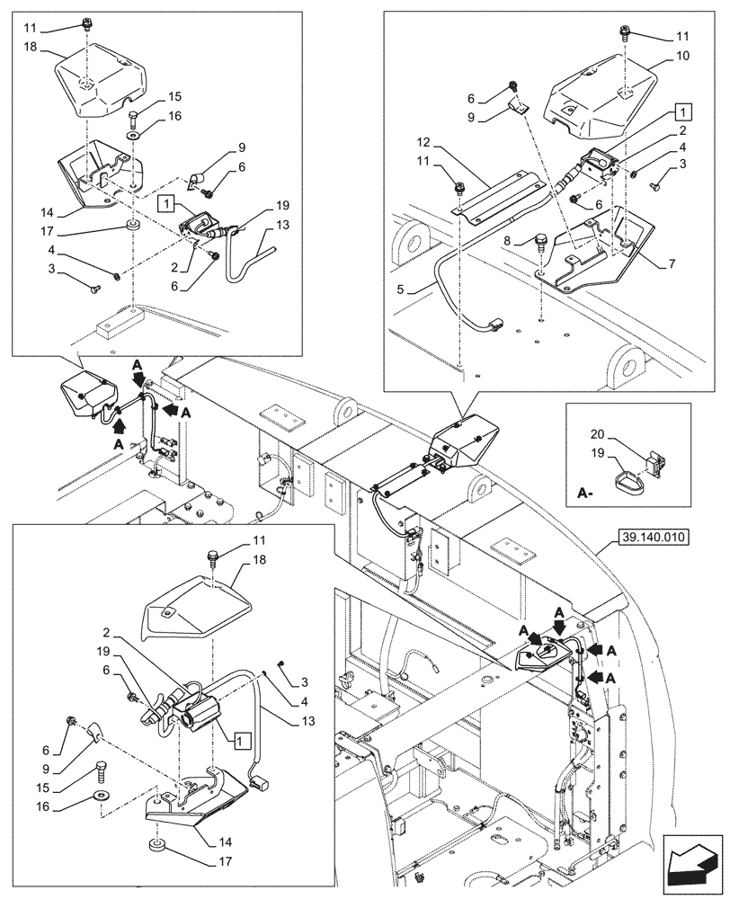 Схема запчастей Case CX290D LC SL - (55.530.030) - VAR - 488055 - REAR VIEW CAMERA, SIDE CAMERA (55) - ELECTRICAL SYSTEMS