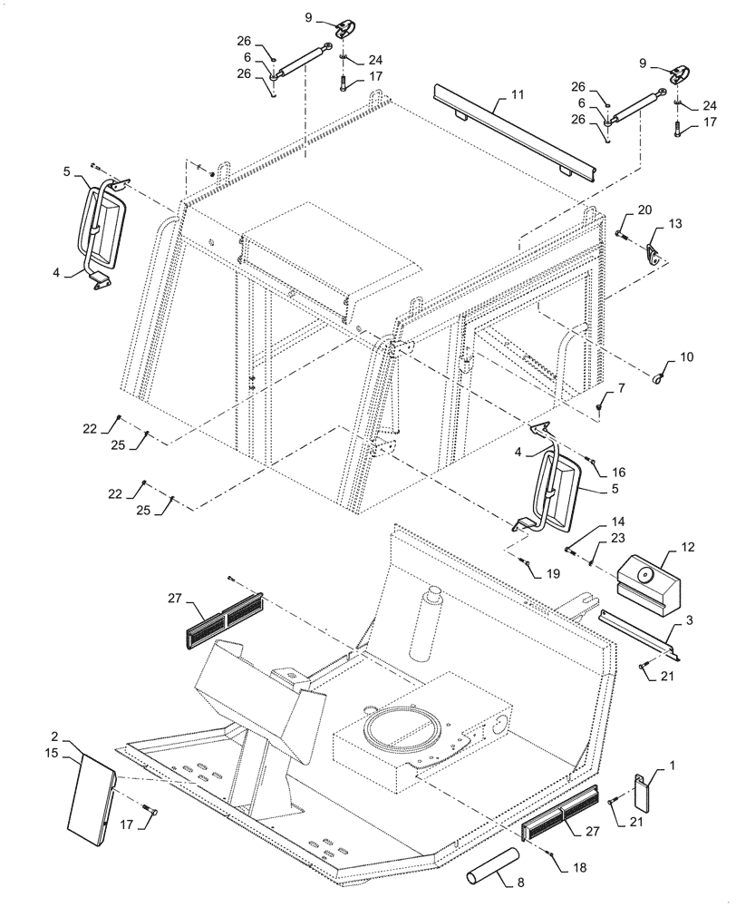 Схема запчастей Case SV208D - (90.160.010[01]) - CAB INTERIOR TRIM (90) - PLATFORM, CAB, BODYWORK AND DECALS