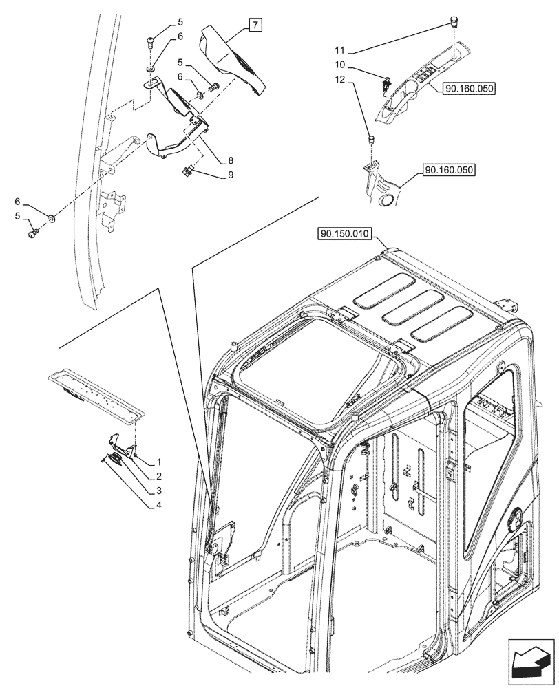 Схема запчастей Case CX290D LC MH - (55.512.010) - CAB, COMPONENTS (55) - ELECTRICAL SYSTEMS