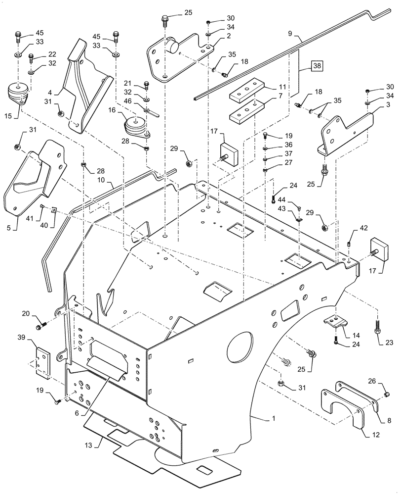 Схема запчастей Case DV23 - (39.100.AY[01a]) - FRAME, FRONT - ASN NFNTT0186 (39) - FRAMES AND BALLASTING